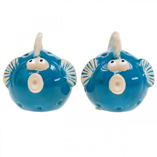 Floristik24 Peixe cerâmico, marítimo, peixe decorativo azul L11.5 4pcs