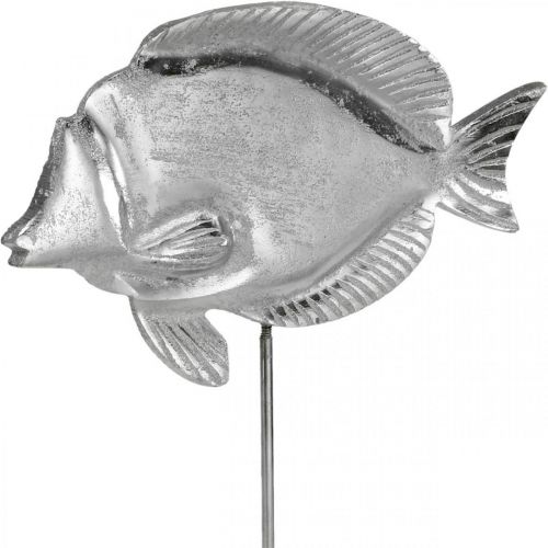 Floristik24 Peixe decorativo, decoração marítima, peixe em metal prateado, cor natural Alt.28,5cm