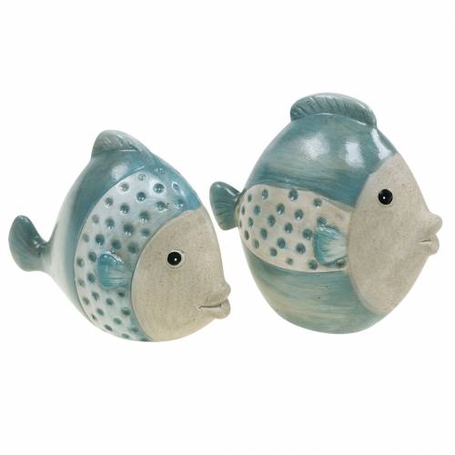 Floristik24 Peixe decorativo terracota azul, cinza H14cm / 12,5cm conjunto de 2