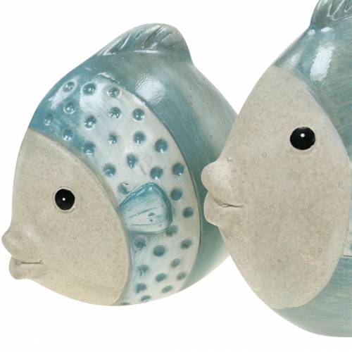 Floristik24 Peixe decorativo terracota azul, cinza H14cm / 12,5cm conjunto de 2
