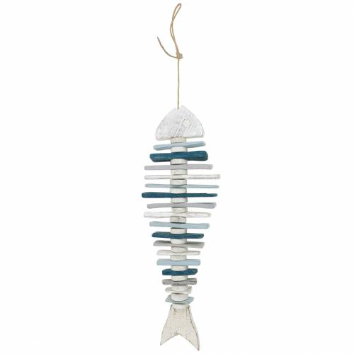 Floristik24 Decoração de peixe marítimo feito de madeira flutuante azul, branco L70cm