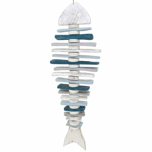 Floristik24 Decoração de peixe marítimo feito de madeira flutuante azul, branco L70cm