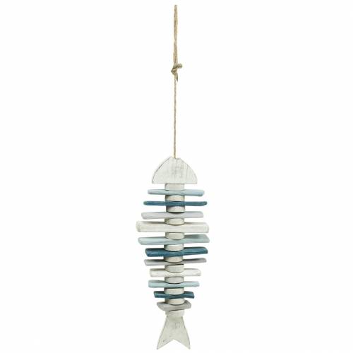 Floristik24 Decoração de peixe marítimo feito de madeira flutuante azul, branco L54cm