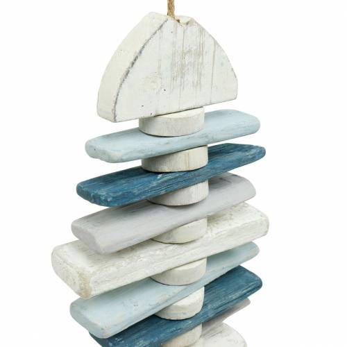 Floristik24 Decoração de peixe marítimo feito de madeira flutuante azul, branco L54cm