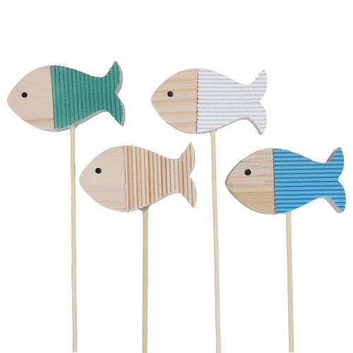 Decoração de plugue de flor peixe madeira decoração marítima 7 × 4 cm 12 unidades