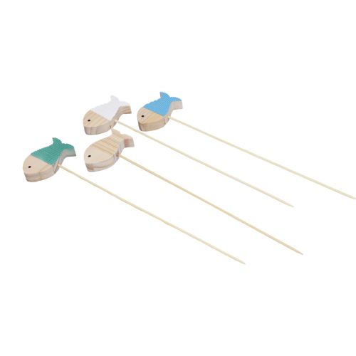 Floristik24 Flor plug decoração peixe madeira decoração marítima 7×4cm 12 un