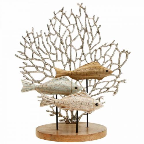 Floristik24 Decoração cardume de peixes, decoração coral, decoração peixe madeira Alt. 48,5cm