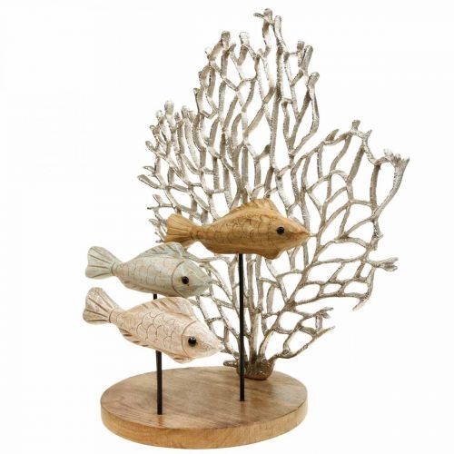 Itens Decoração cardume de peixes, decoração coral, decoração peixe madeira Alt. 48,5cm