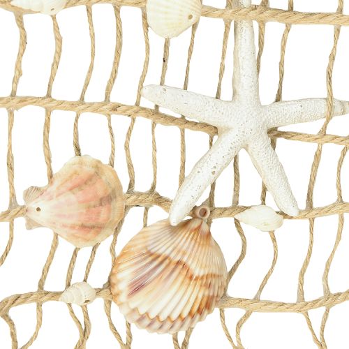 Itens Rede de pesca de juta com conchas decoração de parede marítima 25×55cm