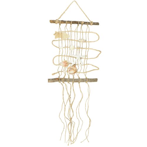 Itens Rede de pesca de juta com conchas decoração de parede marítima 25×55cm