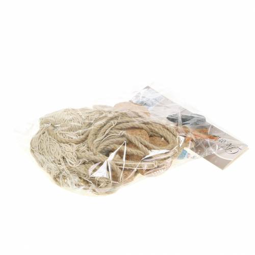 Floristik24 Rede de pesca com decoração de mar poliresina natural 150×200cm para decoração de parede