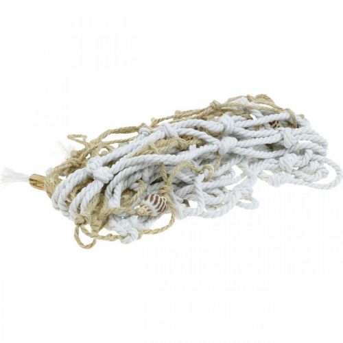 Floristik24 Rede de pesca com conchas e madeira flutuante, marítima, rede decorativa, decoração marinha 72 × 120cm