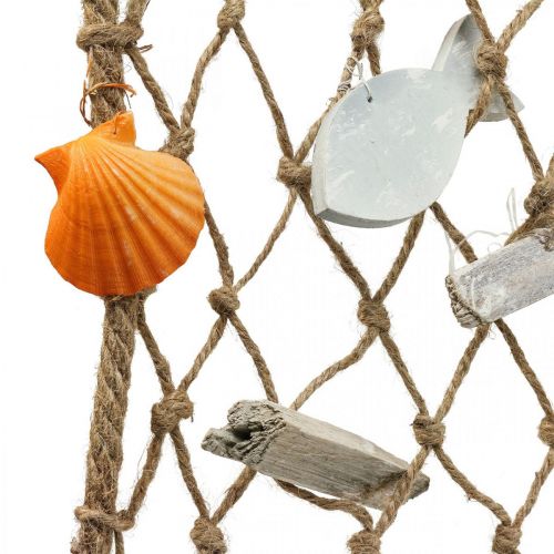 Rede de pesca decoração de parede decoração de peixe decoração marítima 38x50cm