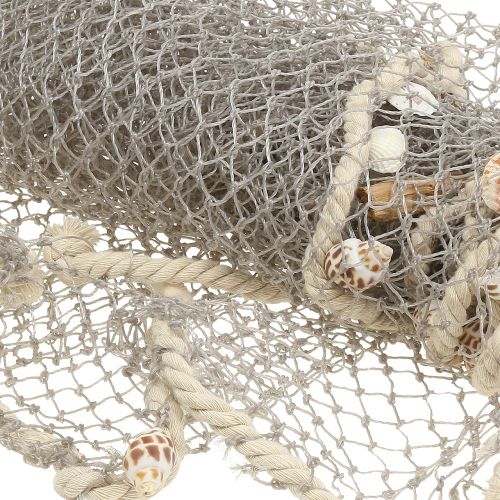 Floristik24 Rede de pesca com conchas e troncos 135cm