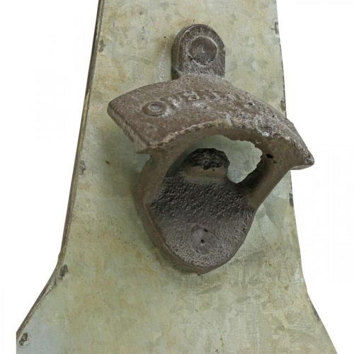 Floristik24 Abridor de garrafas com decoração vintage em metal com recipiente de recolha H41cm