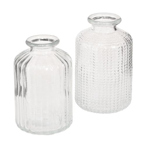 Floristik24 Vaso de vidro mini vasos com decoração retrô H9cm 4 peças