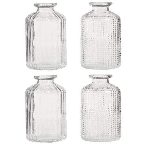 Itens Vaso de vidro mini vasos com decoração retrô H9cm 4 peças