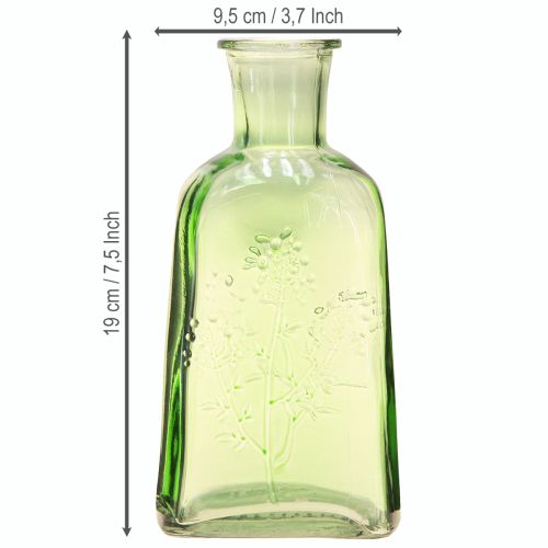 Itens Vaso de vidro com motivo garrafa de vidro verde H19cm 2 peças