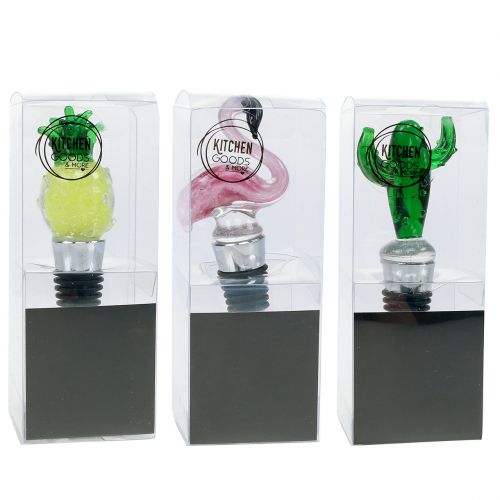 Floristik24 Rolha de garrafa com figuras de vidro 11-12cm 3 unidades