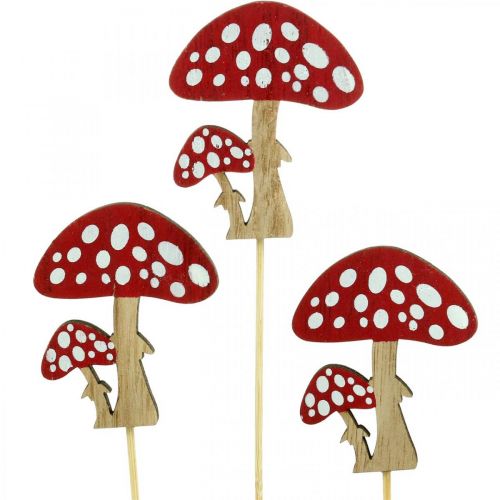 Floristik24 Cogumelos de madeira, decoração de cogumelos, outono, tampões de flores H7cm L34cm 18 peças