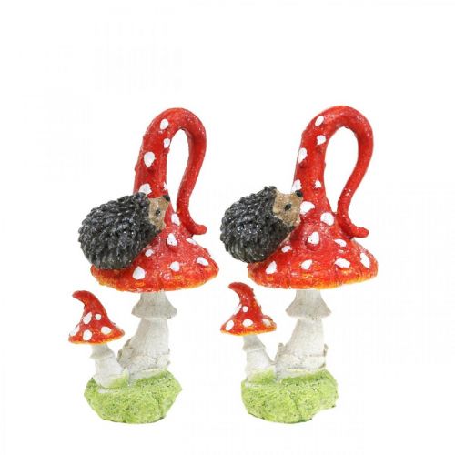 Floristik24 Fly agaric com decoração de ouriço cogumelo decoração de outono H14cm 2 unidades