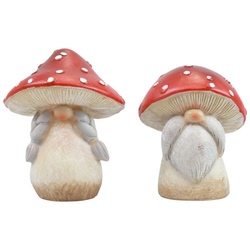 Cogumelos decorativos agáricos mosca decoração de outono vermelho branco Ø6cm Alt.7,5cm 4 unidades