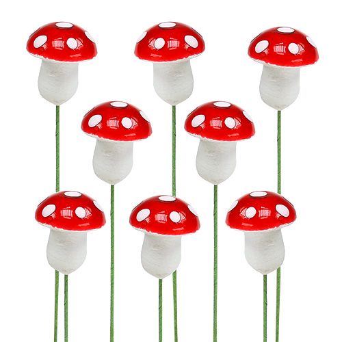 Floristik24 Toadstools mini em um fio 1,8 cm 100 unidades