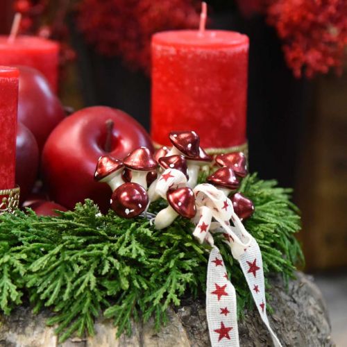 Floristik24 Cogumelos venenosos em arame vermelho, branco metálico 2cm 48 un