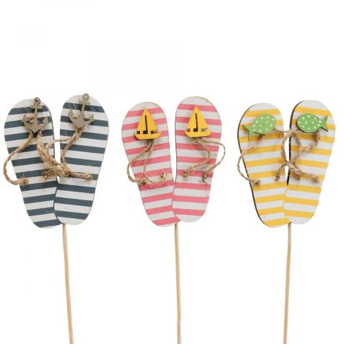 Chinelos estacas de jardim madeira decoração marítima 31cm 12uds