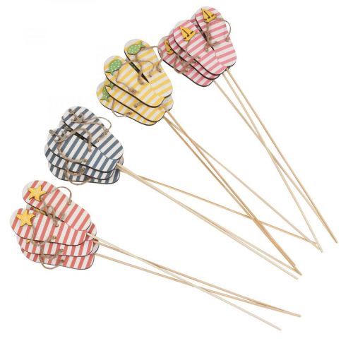 Chinelos estacas de jardim madeira decoração marítima 31cm 12uds