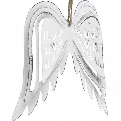 Itens Asas de anjo para pendurar, decoração de Natal, pingentes de metal branco Alt.11.5cm L11cm 3pcs
