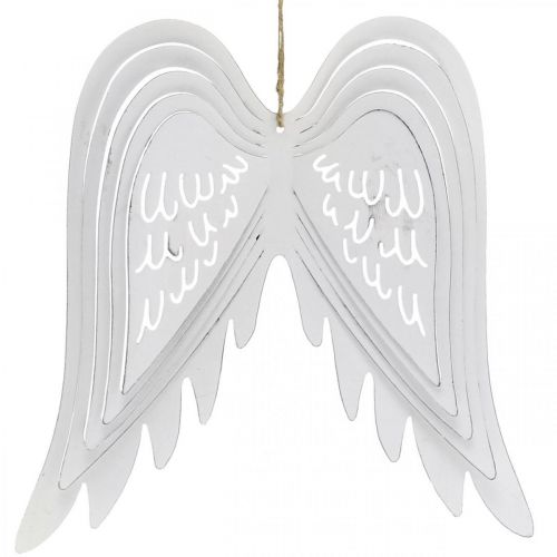Floristik24 Asas para pendurar, decoração do Advento, asas de anjo em metal Branco Altura 29,5cm L 28,5cm