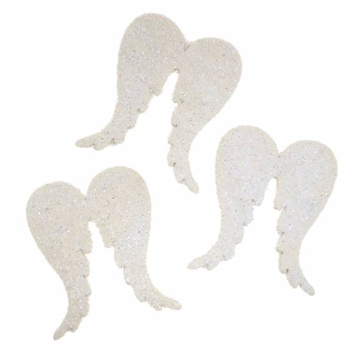 Floristik24 Asas de anjo espalhadas com brilho branco 5cm 48p