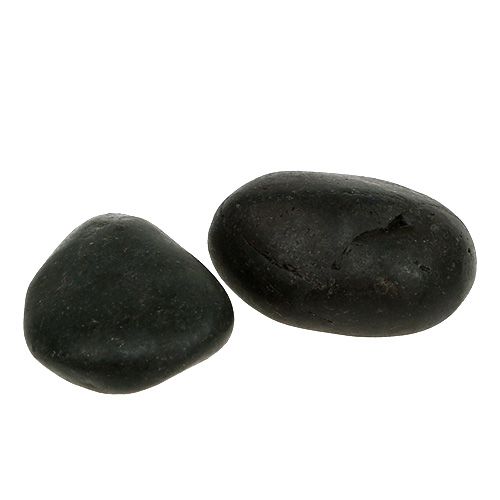 Itens Seixos de rio pretos foscos 2cm - 5cm 1kg