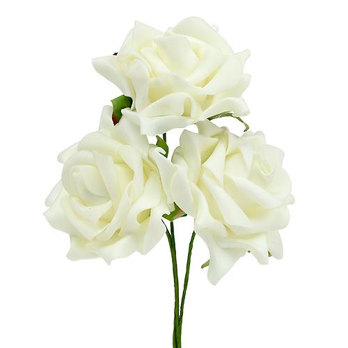 Floristik24 Rosa de espuma Ø7,5cm creme 18 unid.