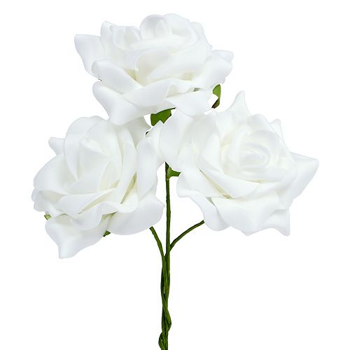 Itens Rosa de espuma Ø 7,5 cm branca 18 unidades