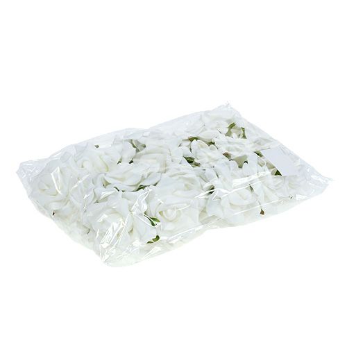 Itens Rosa de espuma Ø 7,5 cm branca 18 unidades