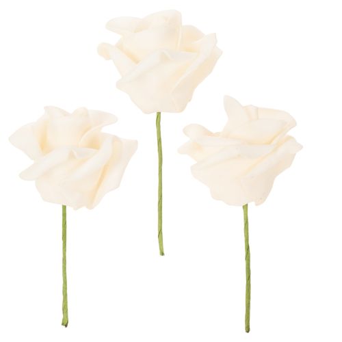 Rosa artificial, cor creme, flor de 10 cm no caule, 100 unidades. comprar | Floristik24.pt