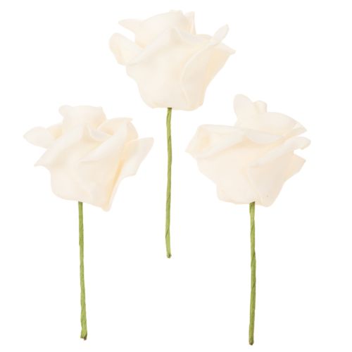 Rosa artificial, cor creme, flor de 10 cm no caule, 100 unidades. | Floristik24.pt
