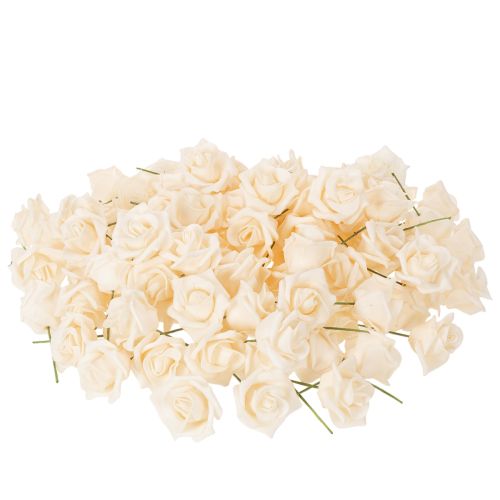 Rosa artificial, cor creme, flor de 10 cm no caule, 100 unidades. | Floristik24.pt