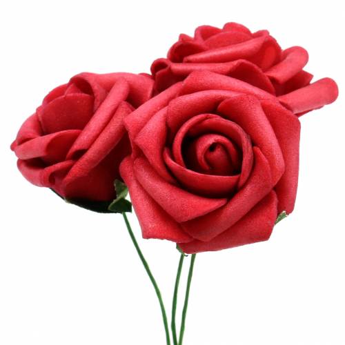 Floristik24 Rosa de espuma Ø3,5cm vermelha 48 unidades