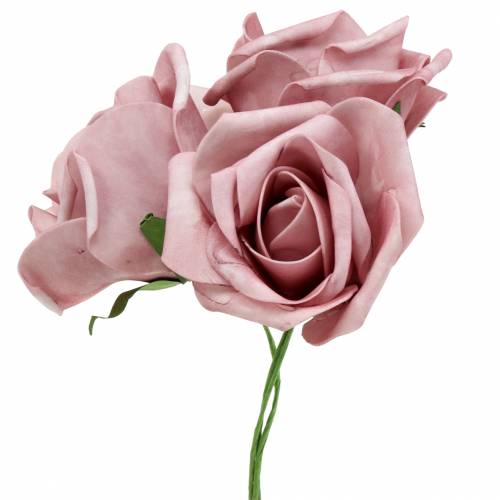 Floristik24 Rosa de espuma Ø6cm rosa velho 27 unidades