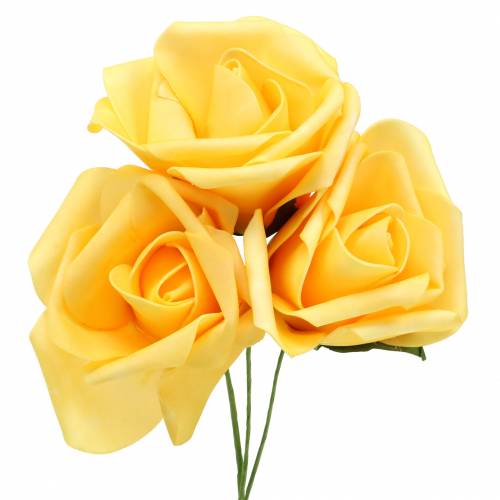 Floristik24 Rosa de espuma Ø6cm amarela 27 unidades