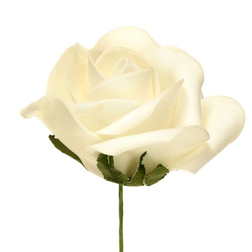 Rosas de espuma com flores de caule creme de espuma Ø7,5cm 18 peças