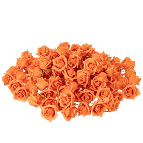 Rosa artificial laranja, flor de 5 cm, individual, pacote com 100 unidades. | Floristik24.pt