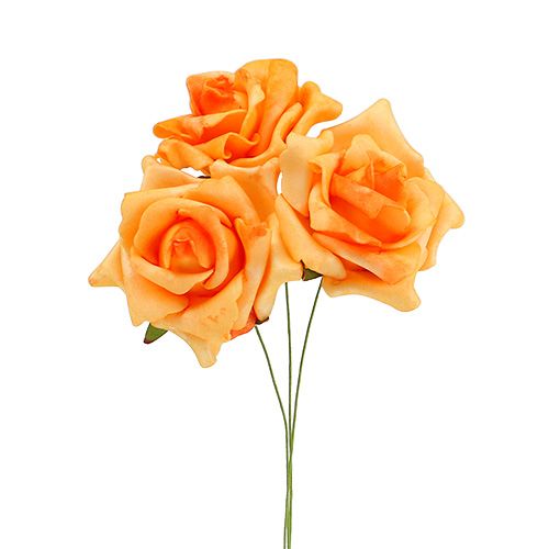 Floristik24 Foamrose Ø6cm laranja claro 27p