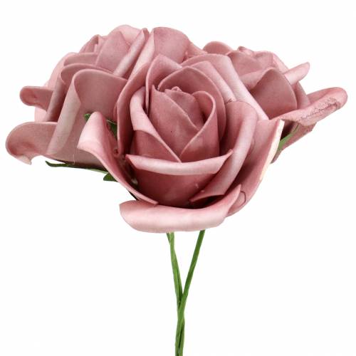 Rosa de espuma Ø7,5cm rosa velho 18 unidades