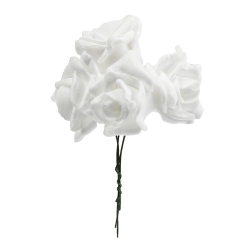 Floristik24 Rosas de espuma brancas Ø 3,5 cm 20 unidades