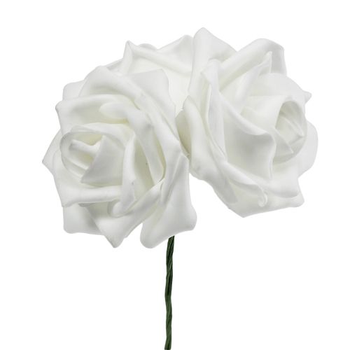 Floristik24 Rosas de espuma brancas Ø5cm 12pcs