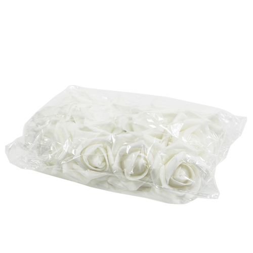 Floristik24 Rosas de espuma brancas Ø5cm 12pcs
